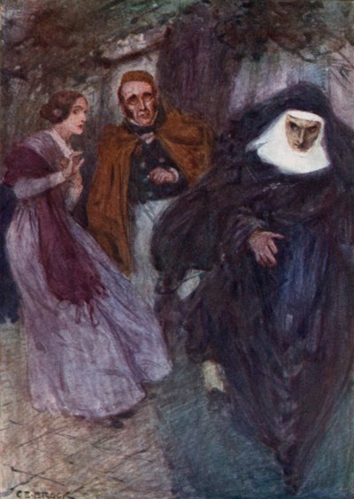 Lucy Snowe y Paul Emanuel en el jardín de la escuela de after Charles Edmund Brock