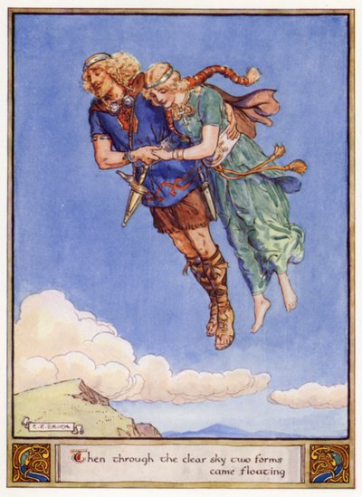Entonces a través del cielo claro dos formas vinieron flotando de after Charles Edmund Brock
