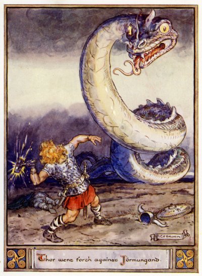 Thor salió contra Jormungand de after Charles Edmund Brock