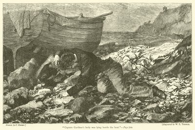 El cuerpo del Capitán Gardiner yacía junto al bote de after Charles Green