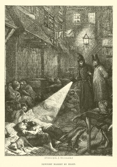 Mercado de Newport por la noche de after Charles J. Staniland