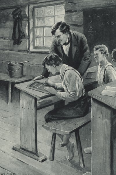 Abraham Lincoln aprende a escribir de after Charles Mills Sheldon