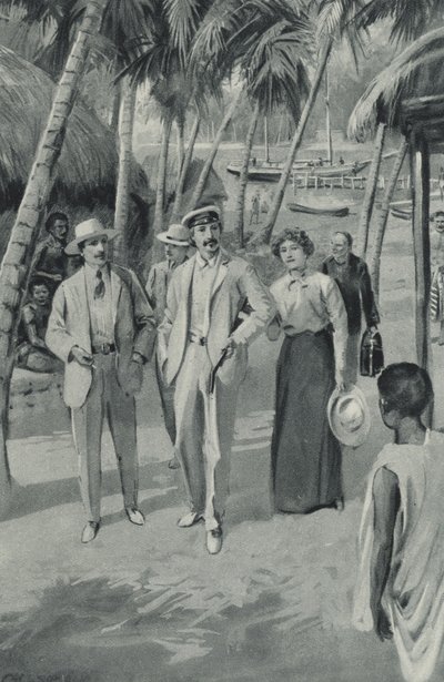 Robert Louis Stevenson y sus amigos llegan a Samoa de after Charles Mills Sheldon