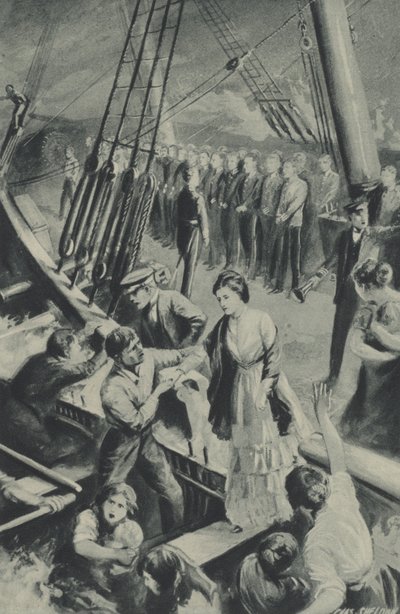 Los hombres del Birkenhead se ponen firmes mientras el barco se hunde en las aguas de after Charles Mills Sheldon