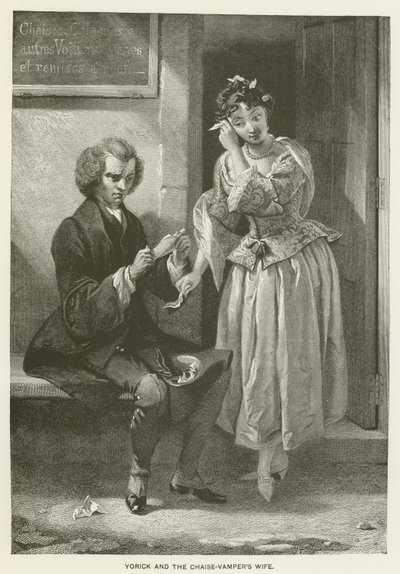 Yorick y la esposa del Chaise-Vamper de after Charles Robert Leslie
