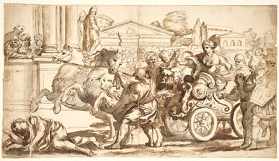 Tullia conduciendo su carro sobre el cuerpo de su padre de after Ciro Ferri