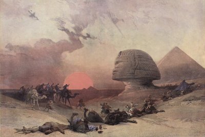 La Pirámide de Keops y la Esfinge, cerca de Giza, Egipto de after David Roberts