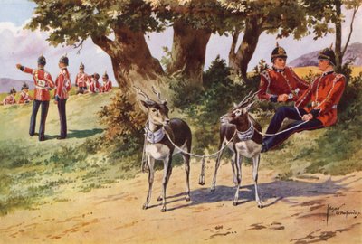 Los antílopes mascota del Royal Warwickshire Regiment de after Edgar Alfred Holloway