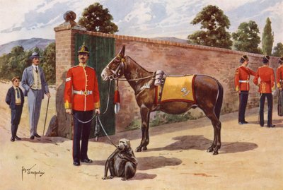 La mula y el mono mascota del Middlesex Regiment de after Edgar Alfred Holloway