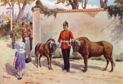 Ñus (o Gnu de cola blanca), mascotas de los South Wales Borderers de after Edgar Alfred Holloway