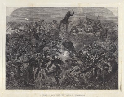 Una pelea en las trincheras antes de Sebastopol de after Edmond Morin
