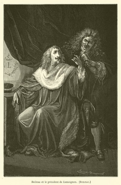 Boileau y el presidente de Lamoignon de after Emile Antoine Bayard
