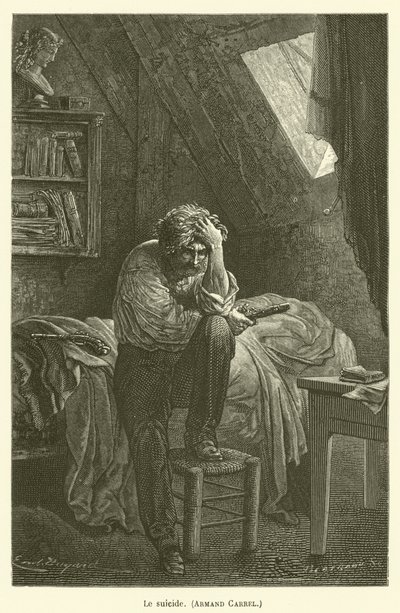 El suicidio, Armand Carrel de after Emile Antoine Bayard