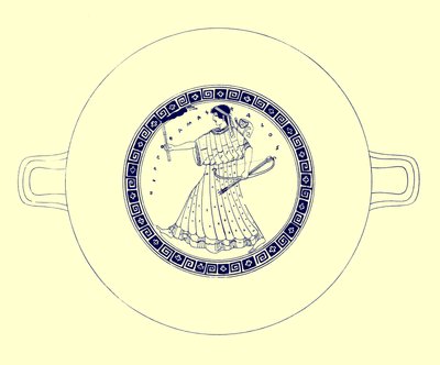 Artemisa con arco, flecha y antorcha, ilustración de Pinturas de Vasos Griegos por J. E. Harrison y D. S. MacColl, publicada en 1894 (imagen digitalmente mejorada) de after English School