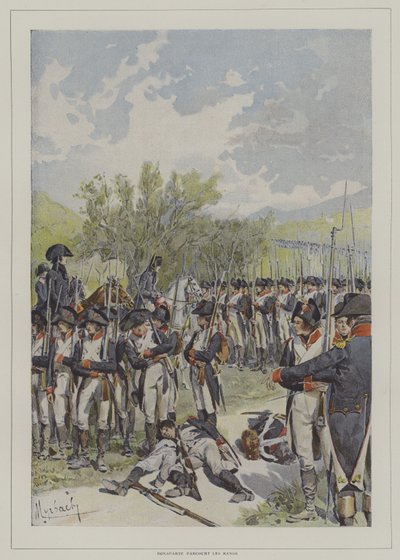 Bonaparte pasando entre las filas de su ejército de after Felicien baron de Myrbach Rheinfeld