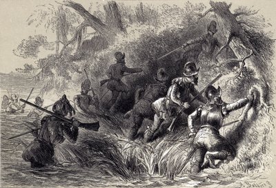 Franceses procediendo a atacar el fuerte español en el St. Johns de after Felix Octavius Carr Darley