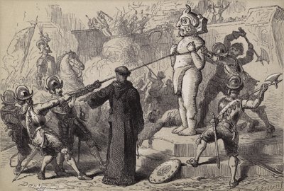 Españoles destruyendo ídolos mexicanos de after Felix Octavius Carr Darley