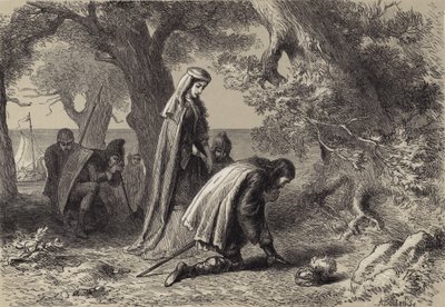 Thorfin y Gudrida en la costa de Vineland de after Felix Octavius Carr Darley