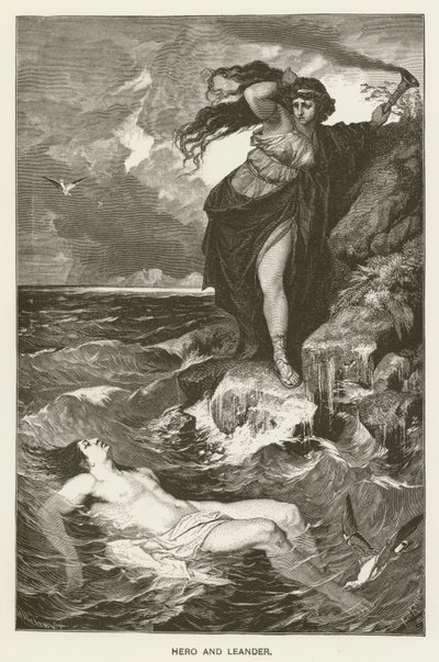 Hero y Leandro de after Ferdinand Keller