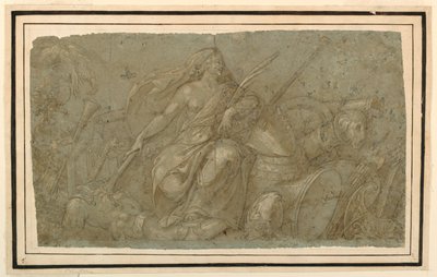 La paz quemando atributos de la guerra de after Francesco Salviati