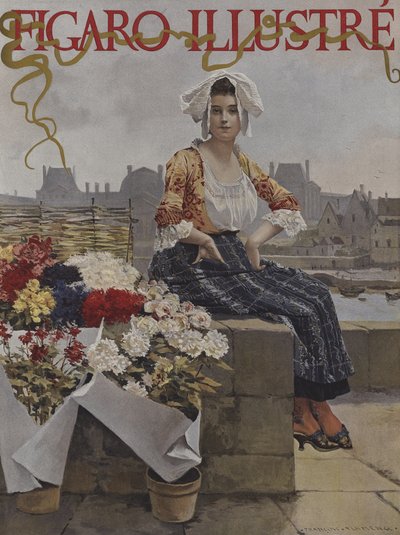 Vendedora de Flores del Siglo Pasado de after Francois Flameng