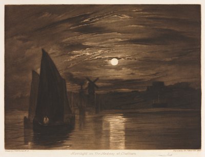 Luz de luna en el Medway en Chatham de after Frank Short