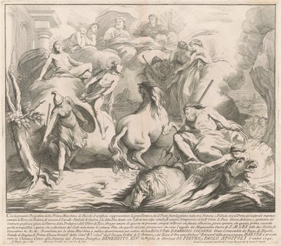 La Prima Macchina para la Chinea de 1742: La Competencia de Neptuno y Minerva de after François Hutin Miguel de Sorellò