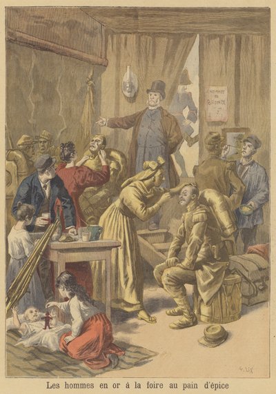 Hombres pintados de oro antes de la Feria de Pan de Jengibre de Pascua de after Frederic Theodore Lix
