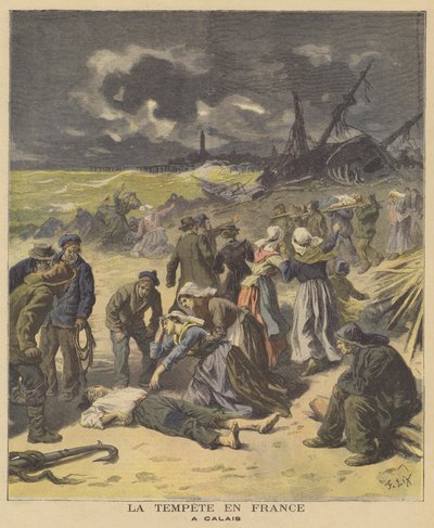 Tormentas en Calais de after Frederic Theodore Lix