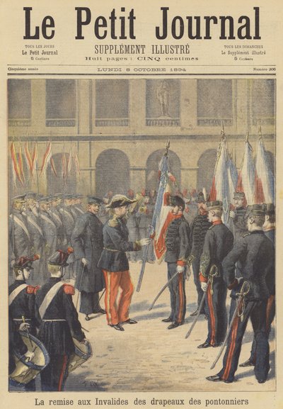 Las banderas del disuelto 2º Regimiento de Artillerie-Pontonniers entregadas en Les Invalides de after Frederic Theodore Lix