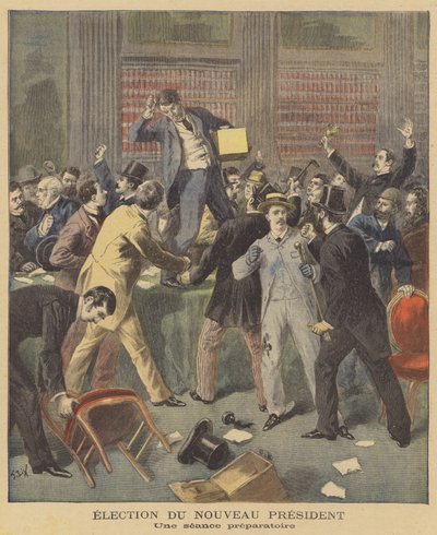 Escenas desordenadas mientras los parlamentarios franceses discuten la elección de un nuevo presidente de after Frederic Theodore Lix