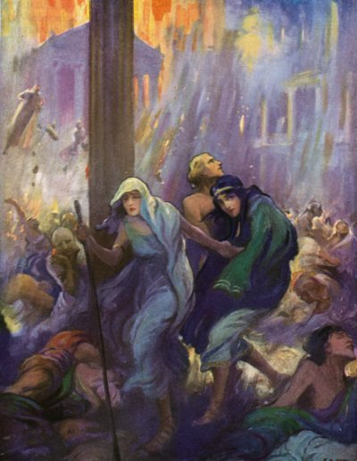Medio guiando, medio llevando a Ione, Glaucus siguió a su guía de after Frederick Coffay Yohn