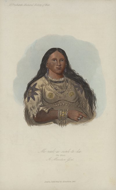 Mi-neek-ee-sunk-te-ka, El Visón, Una Chica Mandan (aguafuerte) de after George Catlin