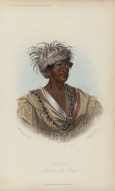 Tuch-ee, un Jefe de Guerra Cherokee (aguafuerte) de after George Catlin