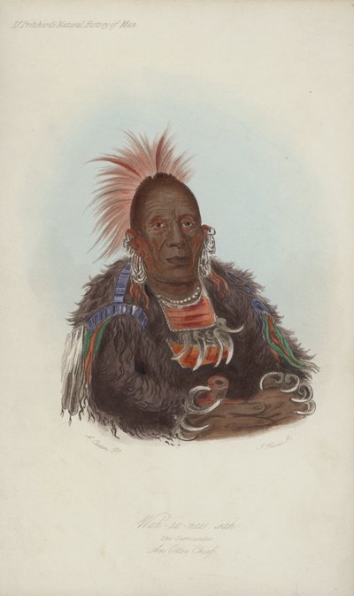 Wah-ro-nee sah, El Rodeador, Un Jefe Otoe (aguafuerte) de after George Catlin