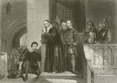 El arzobispo Laud bendiciendo a Strafford de after George Cattermole