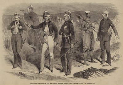 Oficiales de ingenieros en las baterías antes de Delhi de after George Francklin Atkinson