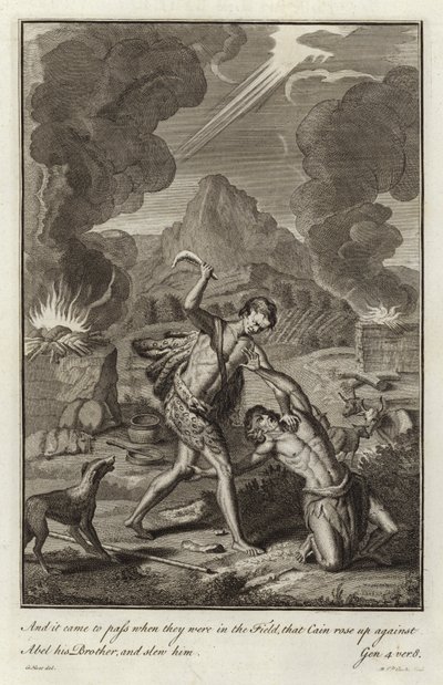 Caín matando a Abel de after Gerard Hoet