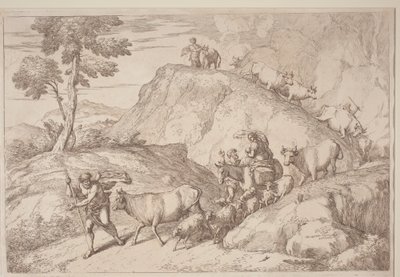 Un pastor anciano guiando el rebaño de after Giovanni Benedetto Castiglione Gaetano Zompini