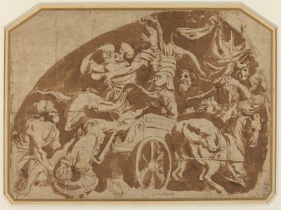 Huida de Meriones, con Coeranos Muerto Siendo Arrastrado desde el Carro de after Giulio Romano