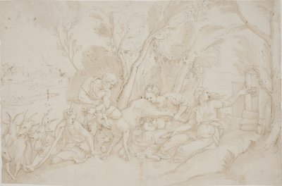 Júpiter amamantado por la cabra Amaltea de after Giulio Romano