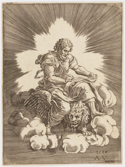 San Marcos, sentado en un león de after Giulio Romano