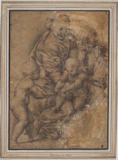 La Sagrada Familia con el niño Juan el Bautista. Después de la Madonna della Gatta de Giulio Romano de after Giulio Romano