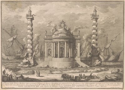 La Prima Macchina para la Chinea de 1760: El Templo de Neptuno de after Giuseppe Palazzi Giuseppe Vasi after Paolo Posi