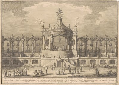 La Segunda Máquina para la Chinea de 1760: Un pabellón chinoiserie de after Giuseppe Palazzi Giuseppe Vasi after Paolo Posi