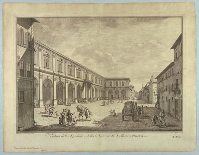 Vista de Florencia, placa de "Scelta di XXIV Vedute delle principali contrade, piazze, chiese, e palazzi della Città di Firenze" de after Giuseppe Zocchi