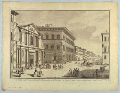 Vista de Florencia, placa de "Scelta di XXIV Vedute delle principali contrade, piazze, chiese, e palazzi della Città di Firenze" de after Giuseppe Zocchi
