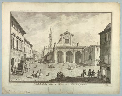 Vista de Florencia, Placa de "Selección de XXIV Vistas de las Principales Calles, Plazas, Iglesias y Palacios de la Ciudad de Florencia" de after Giuseppe Zocchi