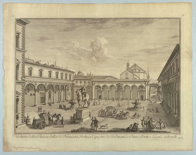 Vista de Florencia, placa de "Scelta di XXIV Vedute delle principali contrade, piazze, chiese, e palazzi della Città di Firenze" de after Giuseppe Zocchi