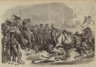 Corrida de toros en Bayona, el golpe del picador de Gustave after Dore